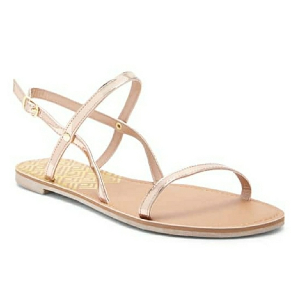 Rose Gold Metallic Strappy Flat Sandals